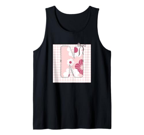 Anfangsbuchstabe 'n' Patchwork, für Damen, rosa Blumennähte Tank Top Anfangsbuchstabe 'n' Patchwork, für Damen, rosa Blumennähte Tank Top von LETTER FLOWER PATCH PATCHWORK GRAPHIC DESIGNS