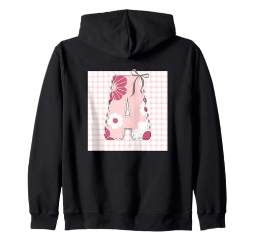 Damen-Anfangsbuchstabe "A", Patchwork, rosa Blumennähte Kapuzenjacke Damen-Anfangsbuchstabe "A", Patchwork, rosa Blumennähte Kapuzenjacke von LETTER FLOWER PATCH PATCHWORK GRAPHIC DESIGNS