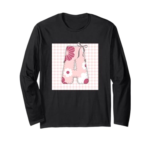 Damen-Anfangsbuchstabe "A", Patchwork, rosa Blumennähte Langarmshirt Damen-Anfangsbuchstabe "A", Patchwork, rosa Blumennähte Langarmshirt von LETTER FLOWER PATCH PATCHWORK GRAPHIC DESIGNS