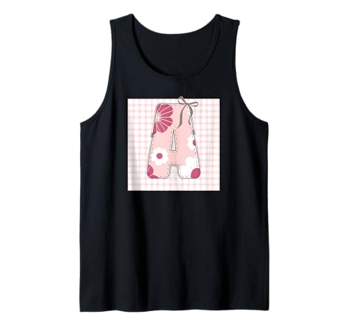 Damen-Anfangsbuchstabe "A", Patchwork, rosa Blumennähte Tank Top von LETTER FLOWER PATCH PATCHWORK GRAPHIC DESIGNS