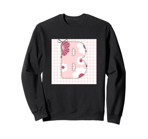 Damen-Anfangsbuchstabe "B", Patchwork, rosa Blumennähte Sweatshirt Damen-Anfangsbuchstabe "B", Patchwork, rosa Blumennähte Sweatshirt von LETTER FLOWER PATCH PATCHWORK GRAPHIC DESIGNS
