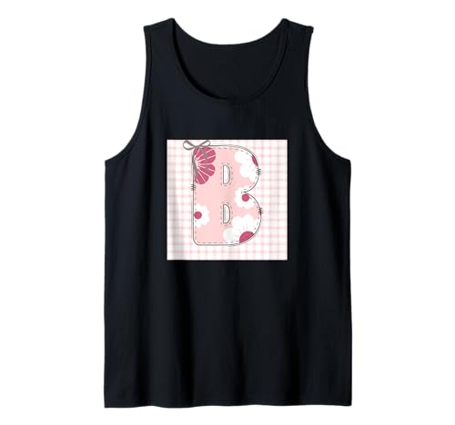 Damen-Anfangsbuchstabe "B", Patchwork, rosa Blumennähte Tank Top von LETTER FLOWER PATCH PATCHWORK GRAPHIC DESIGNS