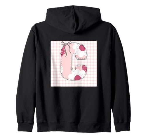Damen-Anfangsbuchstabe "C", Patchwork, rosa Blumennähte Kapuzenjacke von LETTER FLOWER PATCH PATCHWORK GRAPHIC DESIGNS