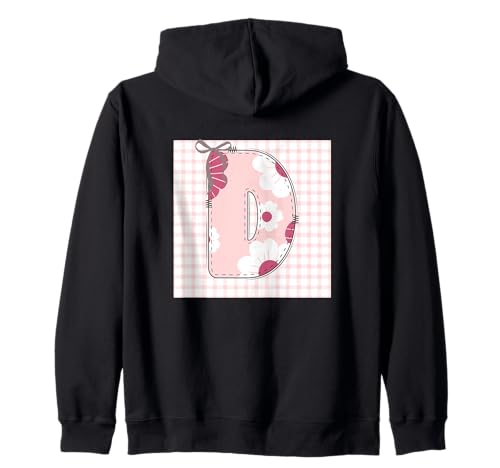 Damen-Anfangsbuchstabe 'D' Patchwork, rosa Blumennähte Kapuzenjacke Damen-Anfangsbuchstabe 'D' Patchwork, rosa Blumennähte Kapuzenjacke von LETTER FLOWER PATCH PATCHWORK GRAPHIC DESIGNS