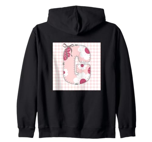 Damen-Anfangsbuchstabe "G", Patchwork, rosa Blumennähte Kapuzenjacke Damen-Anfangsbuchstabe "G", Patchwork, rosa Blumennähte Kapuzenjacke von LETTER FLOWER PATCH PATCHWORK GRAPHIC DESIGNS