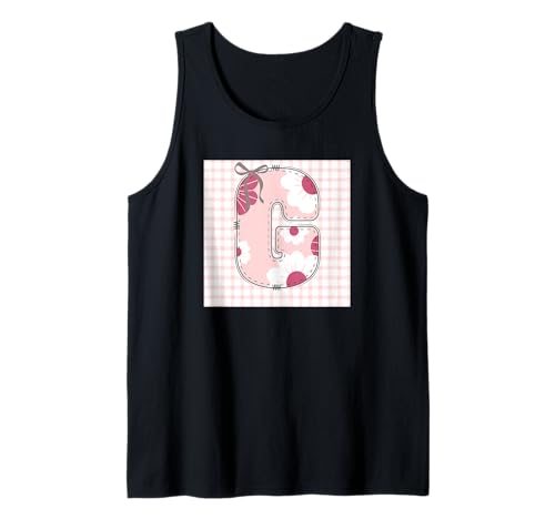 Damen-Anfangsbuchstabe "G", Patchwork, rosa Blumennähte Tank Top Damen-Anfangsbuchstabe "G", Patchwork, rosa Blumennähte Tank Top von LETTER FLOWER PATCH PATCHWORK GRAPHIC DESIGNS
