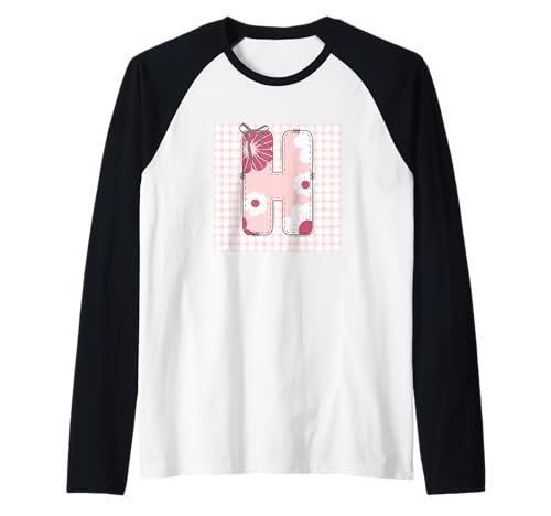 Damen-Anfangsbuchstabe "H", Patchwork, rosa Blumennähte Raglan Damen-Anfangsbuchstabe "H", Patchwork, rosa Blumennähte Raglan von LETTER FLOWER PATCH PATCHWORK GRAPHIC DESIGNS