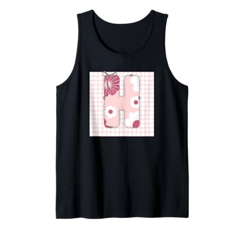 Damen-Anfangsbuchstabe "H", Patchwork, rosa Blumennähte Tank Top Damen-Anfangsbuchstabe "H", Patchwork, rosa Blumennähte Tank Top von LETTER FLOWER PATCH PATCHWORK GRAPHIC DESIGNS