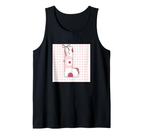 Damen-Anfangsbuchstabe L, Patchwork, rosa Blumennähte Tank Top von LETTER FLOWER PATCH PATCHWORK GRAPHIC DESIGNS