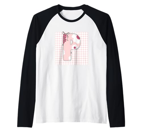 Damen Anfangsbuchstabe P Patchwork, rosa Blumennähte Raglan Damen Anfangsbuchstabe P Patchwork, rosa Blumennähte Raglan von LETTER FLOWER PATCH PATCHWORK GRAPHIC DESIGNS