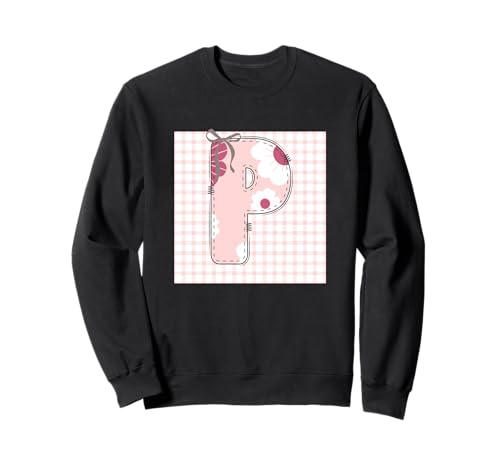 Damen Anfangsbuchstabe P Patchwork, rosa Blumennähte Sweatshirt von LETTER FLOWER PATCH PATCHWORK GRAPHIC DESIGNS