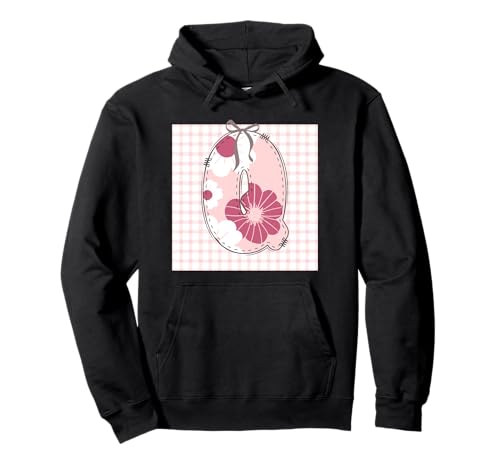 Damen-Anfangsbuchstabe Q, Patchwork, rosa Blumennähte Pullover Hoodie von LETTER FLOWER PATCH PATCHWORK GRAPHIC DESIGNS