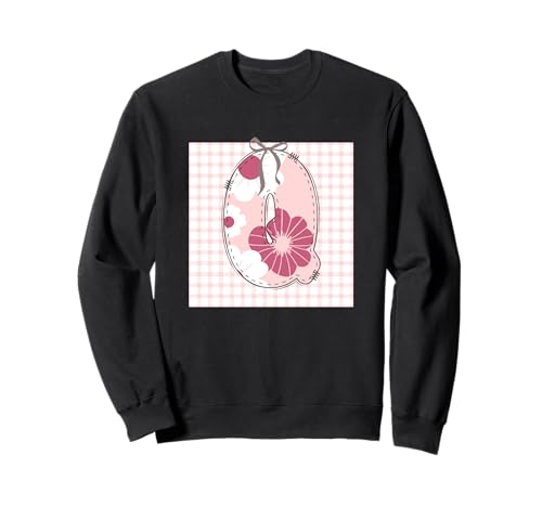 Damen-Anfangsbuchstabe Q, Patchwork, rosa Blumennähte Sweatshirt Damen-Anfangsbuchstabe Q, Patchwork, rosa Blumennähte Sweatshirt von LETTER FLOWER PATCH PATCHWORK GRAPHIC DESIGNS