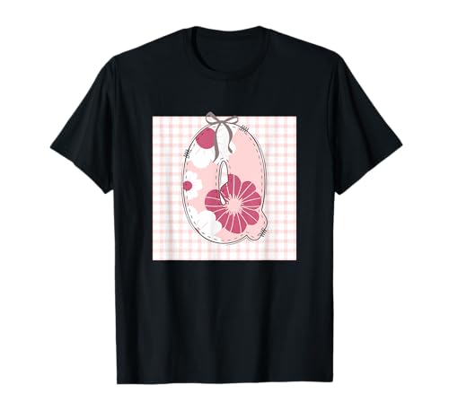 Damen-Anfangsbuchstabe Q, Patchwork, rosa Blumennähte T-Shirt Damen-Anfangsbuchstabe Q, Patchwork, rosa Blumennähte T-Shirt von LETTER FLOWER PATCH PATCHWORK GRAPHIC DESIGNS