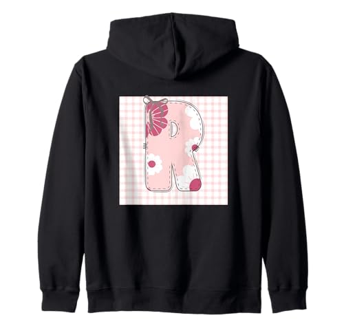 Damen-Anfangsbuchstabe R, Patchwork, rosa Blumennähte Kapuzenjacke Damen-Anfangsbuchstabe R, Patchwork, rosa Blumennähte Kapuzenjacke von LETTER FLOWER PATCH PATCHWORK GRAPHIC DESIGNS