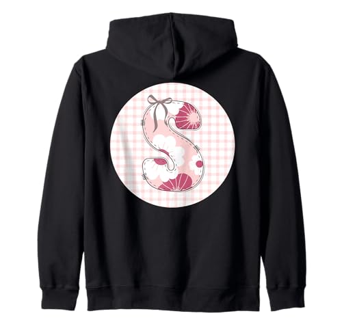 Damen Anfangsbuchstabe S Patchwork, rosa Blumennähte Kapuzenjacke Damen Anfangsbuchstabe S Patchwork, rosa Blumennähte Kapuzenjacke von LETTER FLOWER PATCH PATCHWORK GRAPHIC DESIGNS