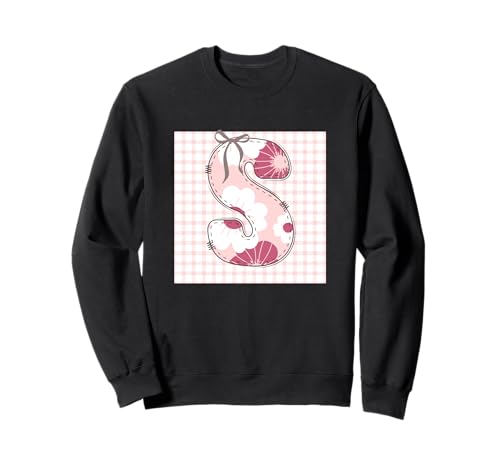 Damen Anfangsbuchstabe S Patchwork, rosa Blumennähte Sweatshirt Damen Anfangsbuchstabe S Patchwork, rosa Blumennähte Sweatshirt von LETTER FLOWER PATCH PATCHWORK GRAPHIC DESIGNS