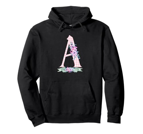 Anfangsbuchstabe A für Damen und Mädchen, rosa Gingham-Blumenband Pullover Hoodie Anfangsbuchstabe A für Damen und Mädchen, rosa Gingham-Blumenband Pullover Hoodie von LETTER FLOWER PINK GINGHAM GREEN RIBBON GRAPHICS