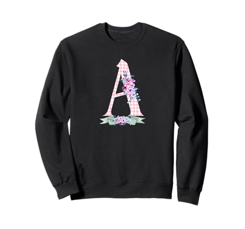Anfangsbuchstabe A für Damen und Mädchen, rosa Gingham-Blumenband Sweatshirt Anfangsbuchstabe A für Damen und Mädchen, rosa Gingham-Blumenband Sweatshirt von LETTER FLOWER PINK GINGHAM GREEN RIBBON GRAPHICS