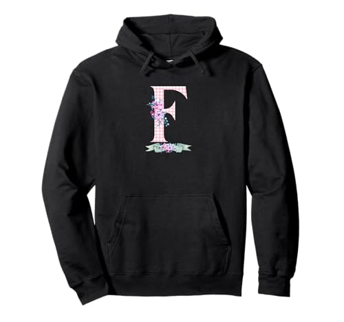 Anfangsbuchstabe F für Damen und Herren, mit pinkem Gingham-Blumenband Pullover Hoodie Anfangsbuchstabe F für Damen und Herren, mit pinkem Gingham-Blumenband Pullover Hoodie von LETTER FLOWER PINK GINGHAM GREEN RIBBON GRAPHICS