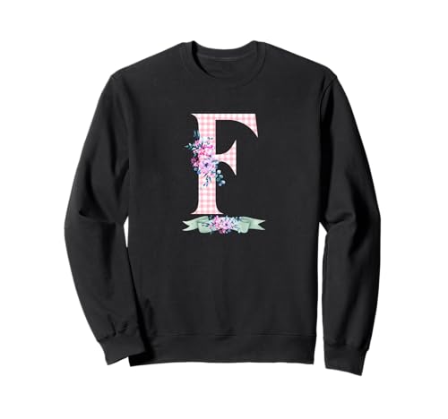 Anfangsbuchstabe F für Damen und Herren, mit pinkem Gingham-Blumenband Sweatshirt Anfangsbuchstabe F für Damen und Herren, mit pinkem Gingham-Blumenband Sweatshirt von LETTER FLOWER PINK GINGHAM GREEN RIBBON GRAPHICS