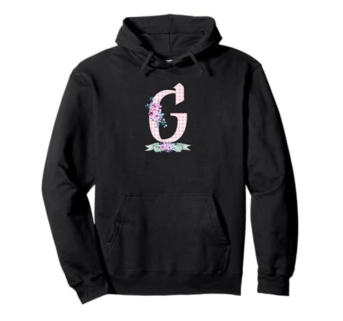 Anfangsbuchstabe G für Damen und Herren, rosa Gingham-Blumenband Pullover Hoodie Anfangsbuchstabe G für Damen und Herren, rosa Gingham-Blumenband Pullover Hoodie von LETTER FLOWER PINK GINGHAM GREEN RIBBON GRAPHICS
