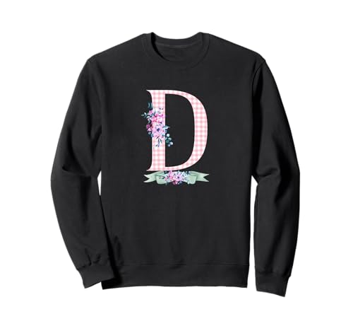 D' Anfangsbuchstabe für Damen und Mädchen, rosa Gingham-Blumenband Sweatshirt D' Anfangsbuchstabe für Damen und Mädchen, rosa Gingham-Blumenband Sweatshirt von LETTER FLOWER PINK GINGHAM GREEN RIBBON GRAPHICS