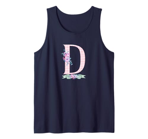 D' Anfangsbuchstabe für Damen und Mädchen, rosa Gingham-Blumenband Tank Top D' Anfangsbuchstabe für Damen und Mädchen, rosa Gingham-Blumenband Tank Top von LETTER FLOWER PINK GINGHAM GREEN RIBBON GRAPHICS