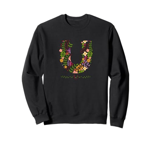 Damen Blumen-Buchstabe U Initiale Aquarell Botanische Blume Sweatshirt Damen Blumen-Buchstabe U Initiale Aquarell Botanische Blume Sweatshirt von LETTER GARDEN BOTANICAL WATERCOLOR GRAPHIC DESIGNS
