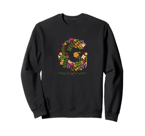 Damen-Buchstabe "G", Aquarell, botanische Blume Sweatshirt Damen-Buchstabe "G", Aquarell, botanische Blume Sweatshirt von LETTER GARDEN BOTANICAL WATERCOLOR GRAPHIC DESIGNS