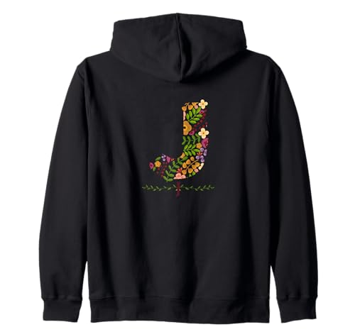 Damen-Buchstabe "J", Aquarell, botanische Blume Kapuzenjacke Damen-Buchstabe "J", Aquarell, botanische Blume Kapuzenjacke von LETTER GARDEN BOTANICAL WATERCOLOR GRAPHIC DESIGNS
