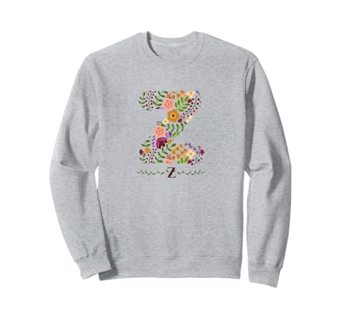 Damen-Buchstabe "Z", Aquarell, Blumen-Motiv Sweatshirt Damen-Buchstabe "Z", Aquarell, Blumen-Motiv Sweatshirt von LETTER GARDEN BOTANICAL WATERCOLOR GRAPHIC DESIGNS
