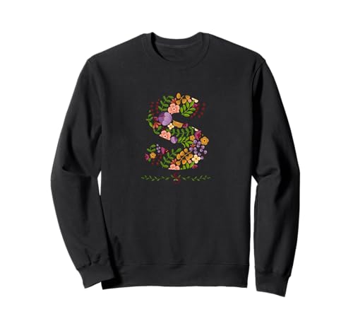 Damen-Buchstabe mit Blumenmotiv, Aquarell, botanische Blume Sweatshirt Damen-Buchstabe mit Blumenmotiv, Aquarell, botanische Blume Sweatshirt von LETTER GARDEN BOTANICAL WATERCOLOR GRAPHIC DESIGNS