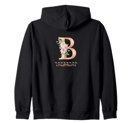 Damen-Buchstabe "B", Initial, Aquarell, Altrosa Rose Kapuzenjacke Damen-Buchstabe "B", Initial, Aquarell, Altrosa Rose Kapuzenjacke von LETTER GARDEN ROSES WATERCOLOR GRAPHIC DESIGNS