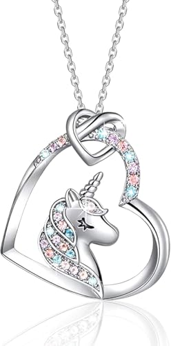 LETTERASHQP Einhorn Kette Mädchen Schmuck Mädchen Einhorn Schmuck Einhorn Anhänger Kinderschmuck Kinderkette Mädchen Kette Einschulung Einhorn Kinder Schmuckset Mädchen Einschulungsgeschenk von LETTERASHQP