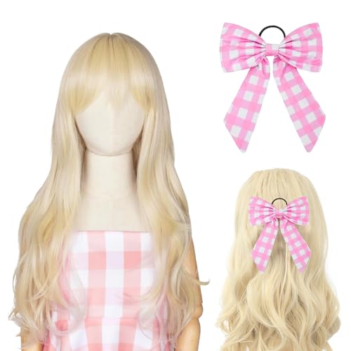 LETTERASHQP 2 Stück Perücke Prinzessin Damen Perücke Blond Lang, Blonde Perrücke Frauen Blonde Wig Perrücke Karneval Cosplay Party von LETTERASHQP