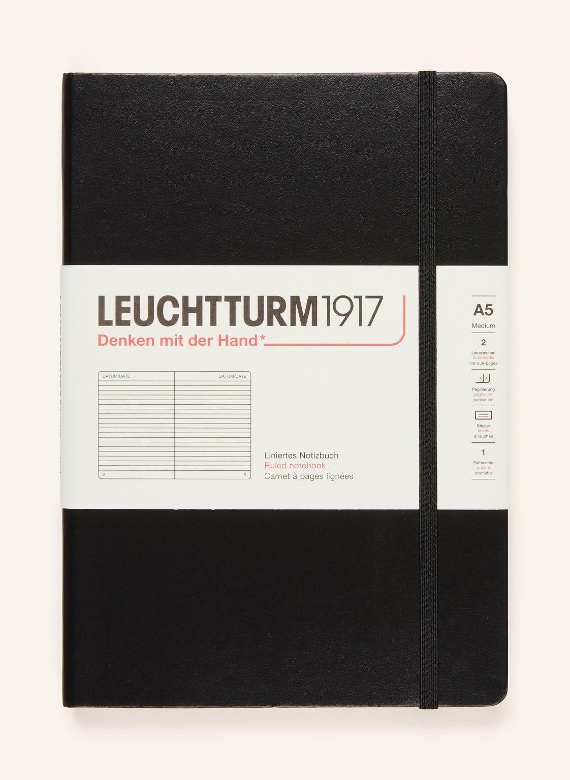 Leuchtturm Notizbuch Medium schwarz von LEUCHTTURM