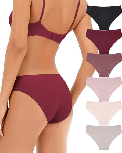 LEVAO Nahtlose Unterwäsche für Damen, Bikini-Höschen, freche Unterwäsche, atmungsaktiv, unsichtbar, Hipster, S-XL, 6 Stück, 6er-Pack, mehrfarbig, S von LEVAO