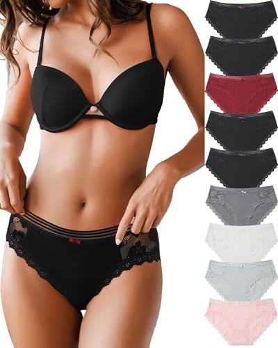 LEVAO Baumwolle Unterwäsche Damen Bikini Höschen Atmungsaktiv Hipster Stretch Full Slips Multipacks S-XL, 9er-Pack, mehrfarbig, L von LEVAO