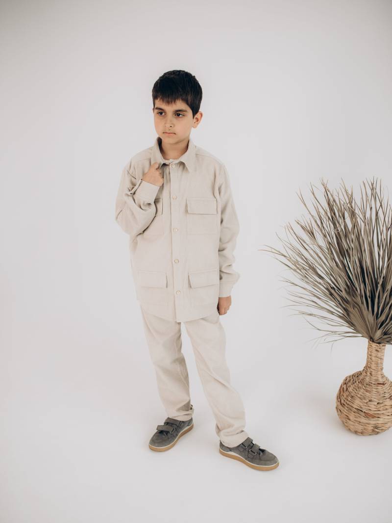 Hellgraues Vier-Taschen-Hemd Aus Bio-Cord von LEVAOrganic