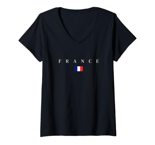 Damen FRANCE FRANKREICH Französisch T-Shirt mit V-Ausschnitt Damen FRANCE FRANKREICH Französisch T-Shirt mit V-Ausschnitt von LEVART Nation Flag Souvenir TRAVEL Minimal Design