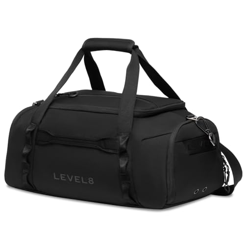 LEVEL8 Reisetasche Weekender, Faltbare Tasche& Sporttasche Große Reisetasche für Herren und Damen mit Schultergurt, Klein Faltbar 30L,Cabin Bag,50x24x25cm(Schwarz) von LEVEL8
