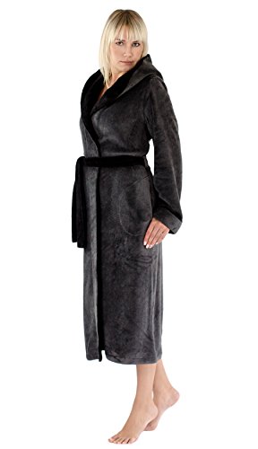 LEVERIE klassischer und kuschelweicher Damen-Bademantel/Morgenmantel/Saunamantel mit Kapuze, grau/schwarz, Gr. L LEVERIE klassischer und kuschelweicher Damen-Bademantel/Morgenmantel/Saunamantel mit Kapuze, grau/schwarz, Gr. L von LEVERIE