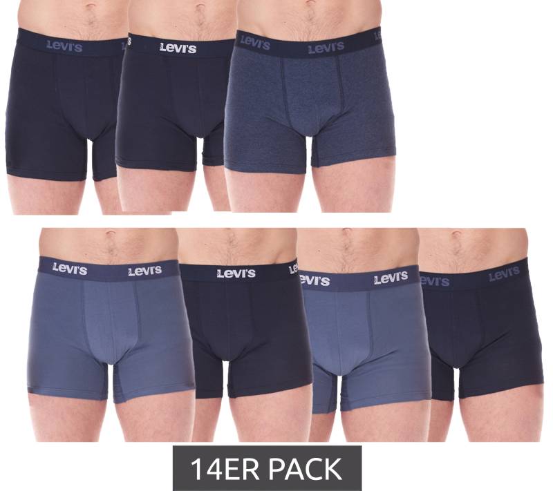 14er Pack LEVI`S Herren Boxershorts Baumwoll-Unterwäsche mit farblichen Akzenten am Bund in Geschenkbox 701225625 002 Blau/Weiß von LEVI´S