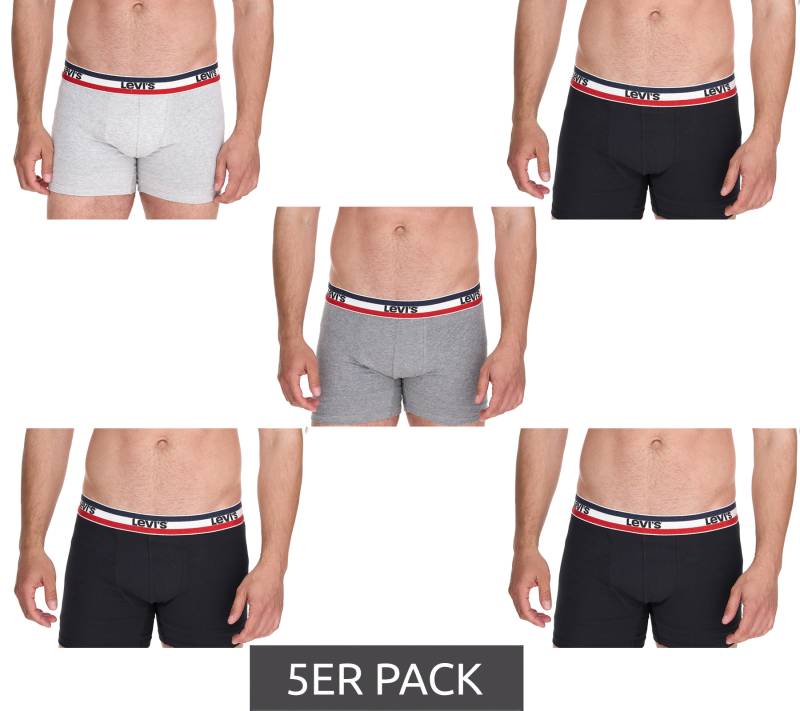 5er Pack LEVI`S Herren Boxershorts Baumwoll-Unterwäsche mit farblichen Akzenten am Bund 701224335 Schwarz/Grau von LEVI´S