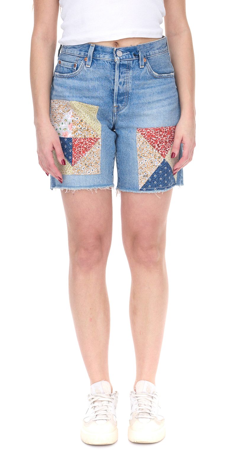 LEVI´S 501 90s Patchwork Damen Jeans-Shorts mit großen Patches Denim kurze Hose A19620012 Blau von LEVI´S