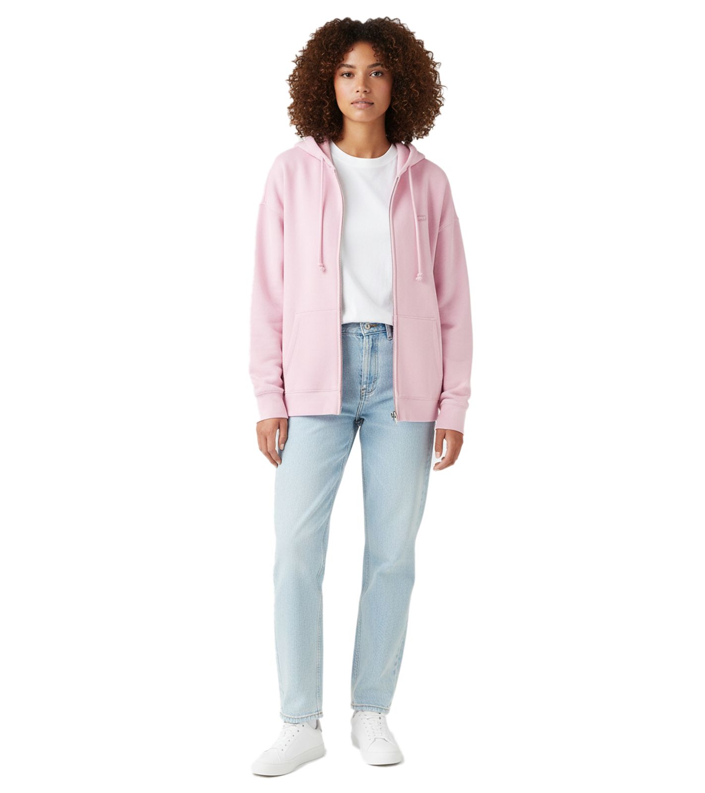 LEVI´S Damen Sweat-Jacke mit Kapuze Zip-Hoodie Baumwoll-Jacke A5945-0025 Rosa von LEVI´S