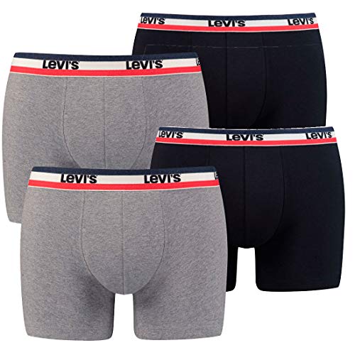 Levis Herren SPRTSWR Logo Boxer Brief Boxershorts Unterwäsche Pants 4er Pack, Farbe:Black/Grey Melange, Bekleidungsgröße:M von Levi's