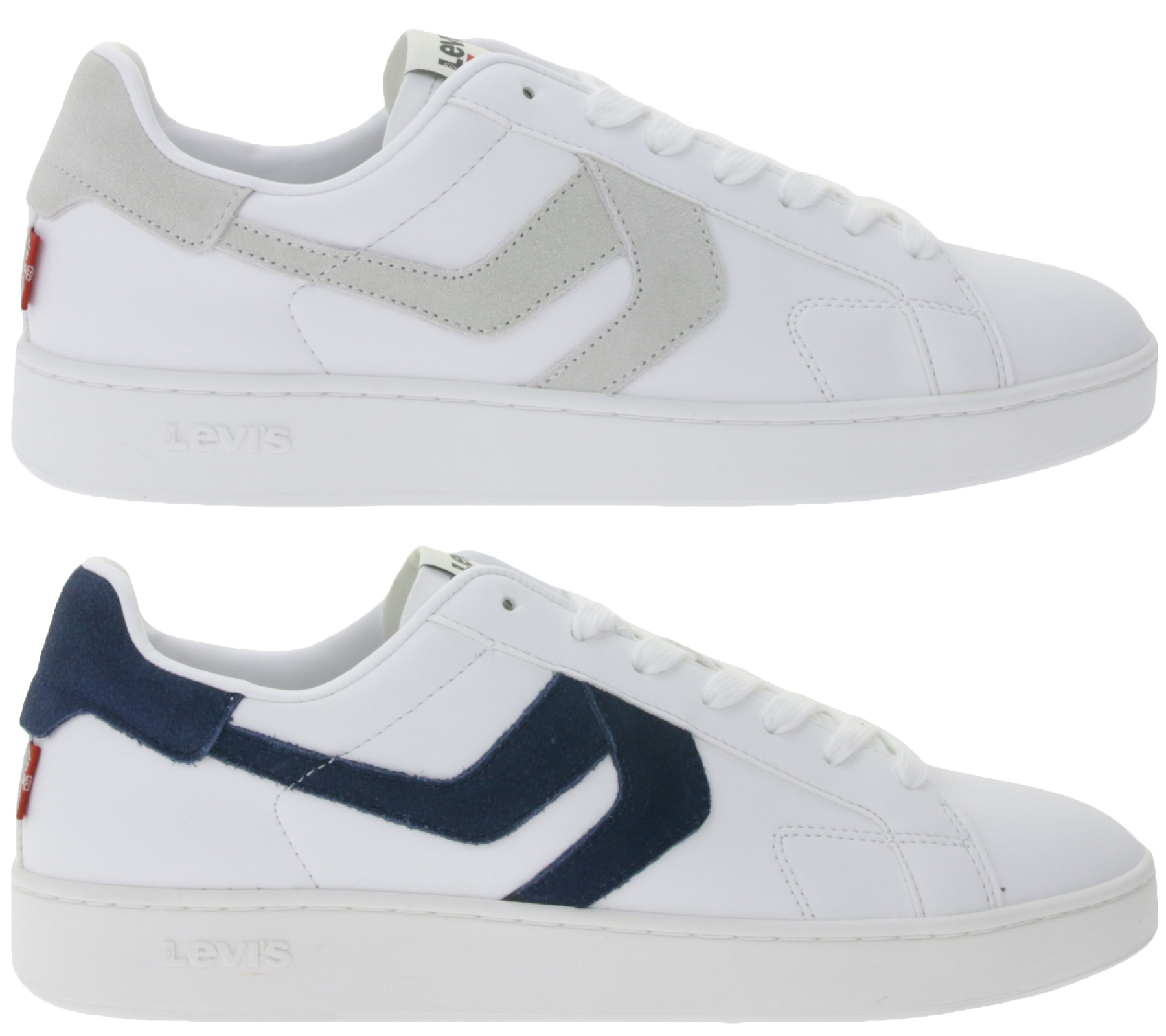 LEVI´S Swift Herren Freizeit-Sneaker aus Echtleder Turnschuhe im Leder-Overlay-Look Schnür-Schuhe 235658-846 Weiß/Navy oder Weiß/Grau von LEVI´S