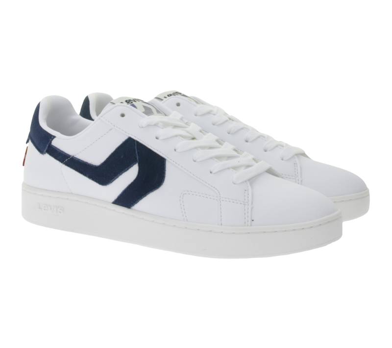 LEVI´S Swift Herren Freizeit-Sneaker aus Echtleder Turnschuhe im Leder-Overlay-Look Schnür-Schuhe 235658-846N Weiß/Navy von LEVI´S